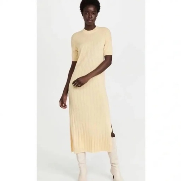 NAADAM Dresses & Skirts - NAADAM NWOT Silk and Cashmere Yellow Knit Midi Dress